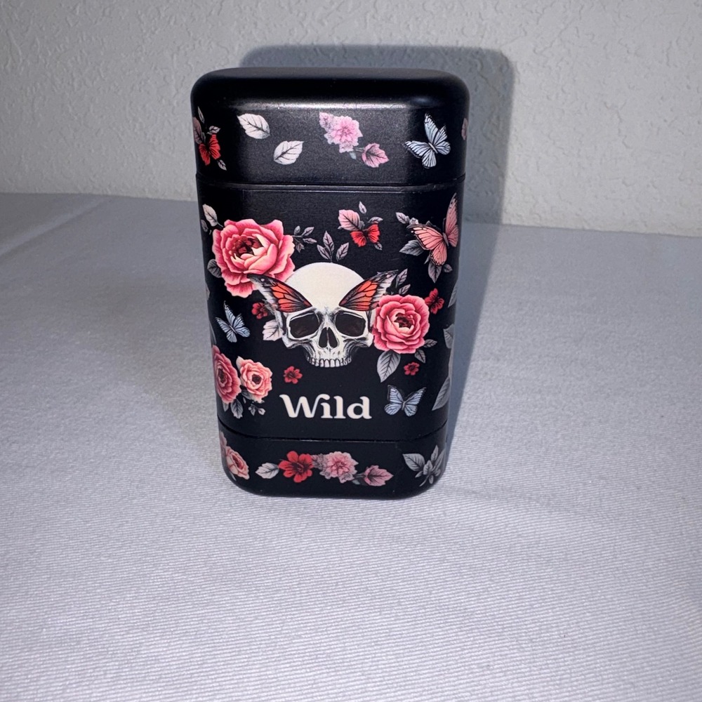 Wild Deodorant Case Black Refillable Skull Floral Butterfly Goth new no bix